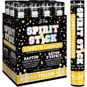 12" CONFETTI SPIRIT STICK CANNON YELLOW