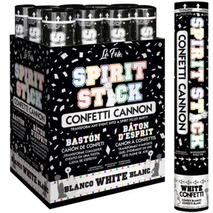 12" CONFETTI SPIRIT STICK CANNON WHITE
