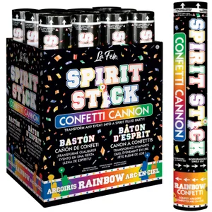 12" CONFETTI SPIRIT STICK CANNON RAINBOW