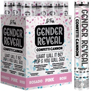 12" PINK GENDER REVEAL CONFETTI CANNON