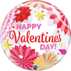 22" VALENTINE'S DAY PAPER FANS BUBBLE BALLOON