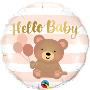 18" HELLO BABY BEAR & BALLOONS