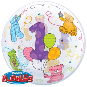 22" AGE 1 TEDDY BEARS BUBBLE BALLOON
