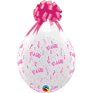 18" IT'S A GIRL AROUND DIAMOND CLEAR STUFFING BALLOON