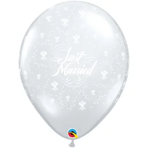 16" JUST MARRIED FLOWERS CLEAR