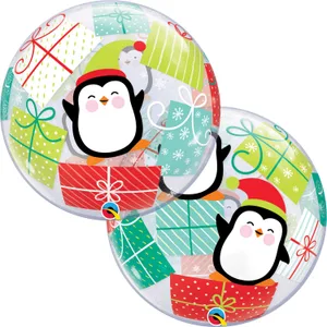 22" PENGUINS & PRESENTS BUBBLE BALLOON