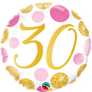18" 30 PINK & GOLD DOTS 