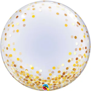 24" GOLD CONFETTI DOTS DECO BUBBLE BALLOON