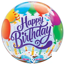 22" Birthday Balloons & Candles Bubble Balloon