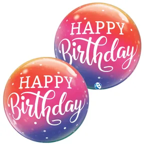 22" Birthday Ombre & Dots Bubble Balloon