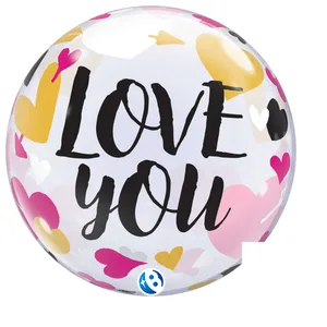22" Love you Hearts & Arrows Bubble Balloon