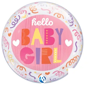 22" Baby Girl Streamers Bubble Balloon