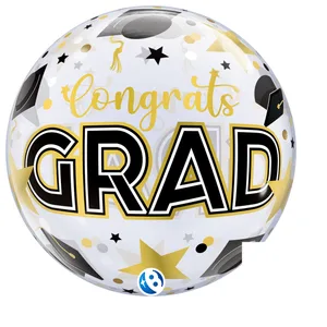 22" Congrats Grad Stars & Dots Bubble Balloon