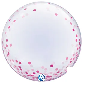 24" DECO Pink Confetti Dots Bubble Balloon