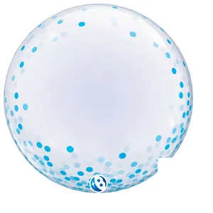 24" DECO Blue Confetti Dots Bubble Balloon