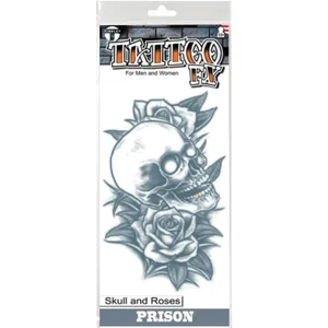 SKULL AND ROSES PRISON TATTOO