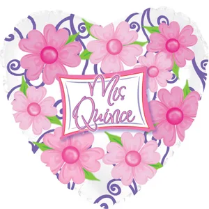 17" MIS QUINCE FLORAL HEART