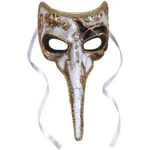 LONG NOSE HALF MASK WHITE/GOLD