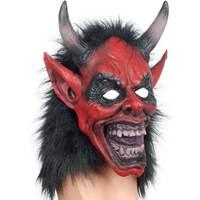 3//4 Red Zombie Adult Mask with Fleshless Face