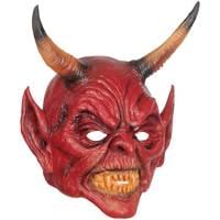 3//4 Red Zombie Adult Mask with Fleshless Face