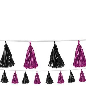 8' METALLIC TASSEL GARLAND CERISE & BLACK