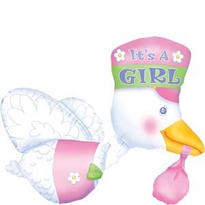 IT'S A GIRL STORK MULTI-BALLOON