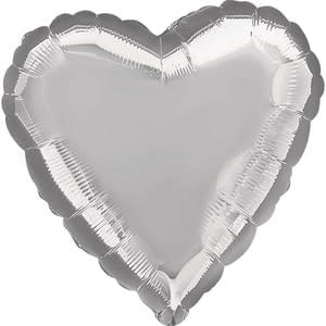 18" METALLIC SILVER HEART HX
