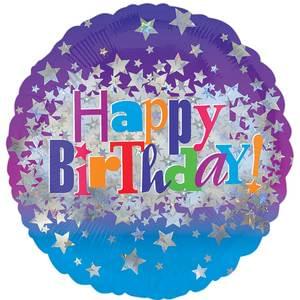 18" BIRTHDAY BRIGHT STARS HOLOGRAPHIC