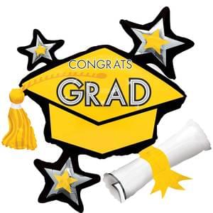 CONGRATS GRAD YELLOW CLUSTER SUPER SHAPE