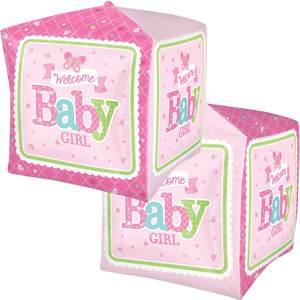 15" WELCOME BABY GIRL BUTTERFLY CUBEZ