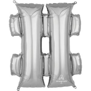 34" SYMBOL # HASHTAG SIGN SILVER