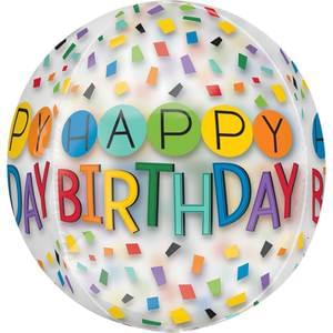 15" BIRTHDAY RAINBOW CLEAR ORBZ