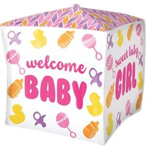 15" BABY GIRL CHEVRON & ICONS CUBEZ