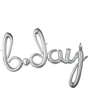 BDAY BIRTHDAY SILVER SCRIPT PHRASE