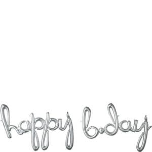 HAPPY BDAY BIRTHDAY SILVER SCRIPT PHRASE