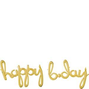 HAPPY BDAY BIRTHDAY GOLD SCRIPT PHRASE