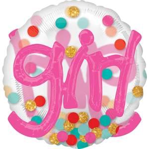 IT'S A GIRL CONFETTI DOTS SEE-THRU MULTI-BALLOON