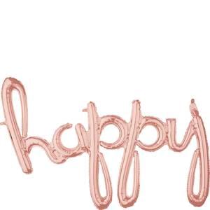 HAPPY ROSE GOLD SCRIPT PHRASE