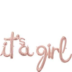 IT'S A GIRL ROSE GOLD SCRIPT PHRASE