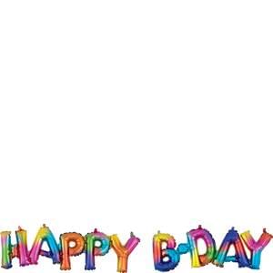 HAPPY BDAY BIRTHDAY RAINBOW SPLASH BLOCK PHRASE