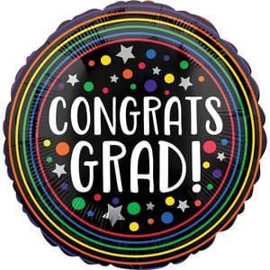 28" CONGRATS GRAD COLORFUL CIRCLES HX