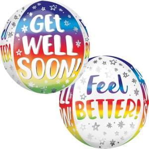 15" GET WELL SOON SILVER RAINBOW ORBZ