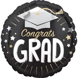 18" CONGRATS GRAD SILVER CAP VLP
