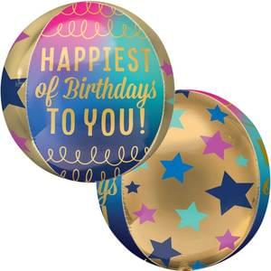 15" BIRTHDAY STARS AND GOLD ORBZ 