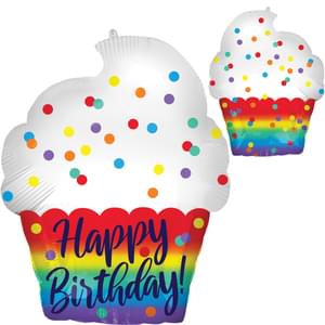 HAPPY BIRTHDAY SATIN CUPCAKE SHAPE