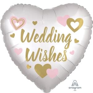 18" WEDDING WISHES WHITE SATIN