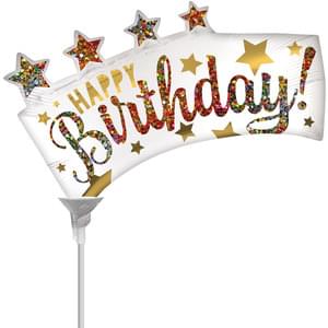 SATIN HAPPY BIRTHDAY GLITTER BANNER MINI SHAPE