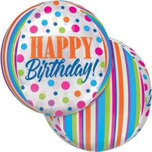 15" BIRTHDAY BRIGHT DOTS CLEAR ORBZ