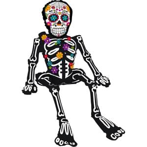 SITTING DAY OF THE DEAD SKELETON MULTI-BALLOON