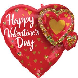 GLITTER GARLAND HAPPY VALENTINE'S DAY MULTI-BALLOON